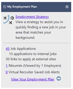 Screenshot of My Employment Plan